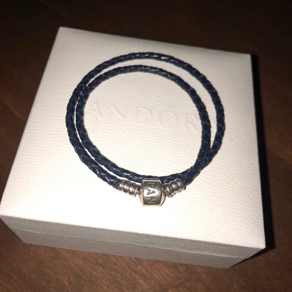 Pandora leather rope bracelet navy